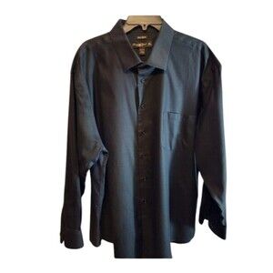 PRONTO UOMO BLACK DRESS SHIRT LONG SLEEVE SIZE 18 1/2 34/35, 100% COTTON